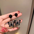 Korean Earrings Fashion Jewelry Black Hollow Butterfly Earrings Sweet Cute Statement Earrings for Women Valentines Day Gift