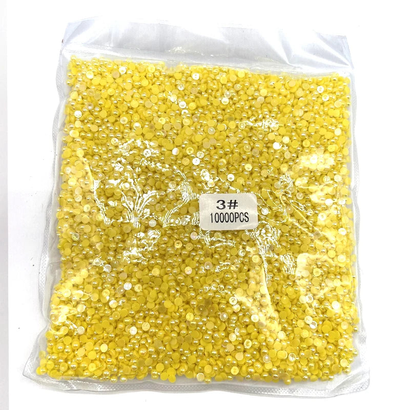 Colorful AB Color Half Flatback Imitation Pearl Beads Plastic Case for DIY Craft Phone Nail Art
