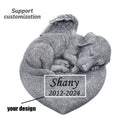 Customizable Angel Puppy Memorial Resin Statue Hand-Painted Details Sleeping Pose Wing Design Custom Name Plate Fashion Outdoor