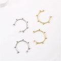 Large 45mm Silver 18k Gold Plated Stainless Steel Ball Dot C Shape Stub Cuff Hoop Earrings