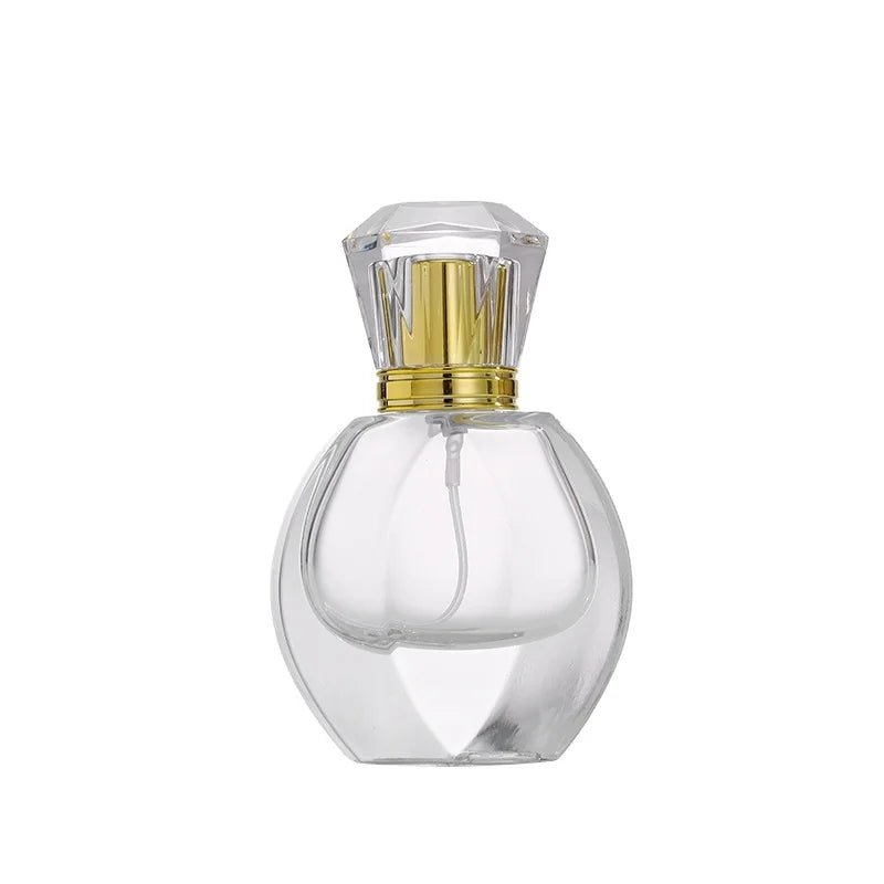 High Grade 30ml Flat Round Thick Bottom Crystal Perfume Spray Glass Bottle
