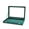 Green Velvet Jewelry Display Box With Transparent Lid Ring Earrings Necklace Storage Velvet Treasure Chest for Women