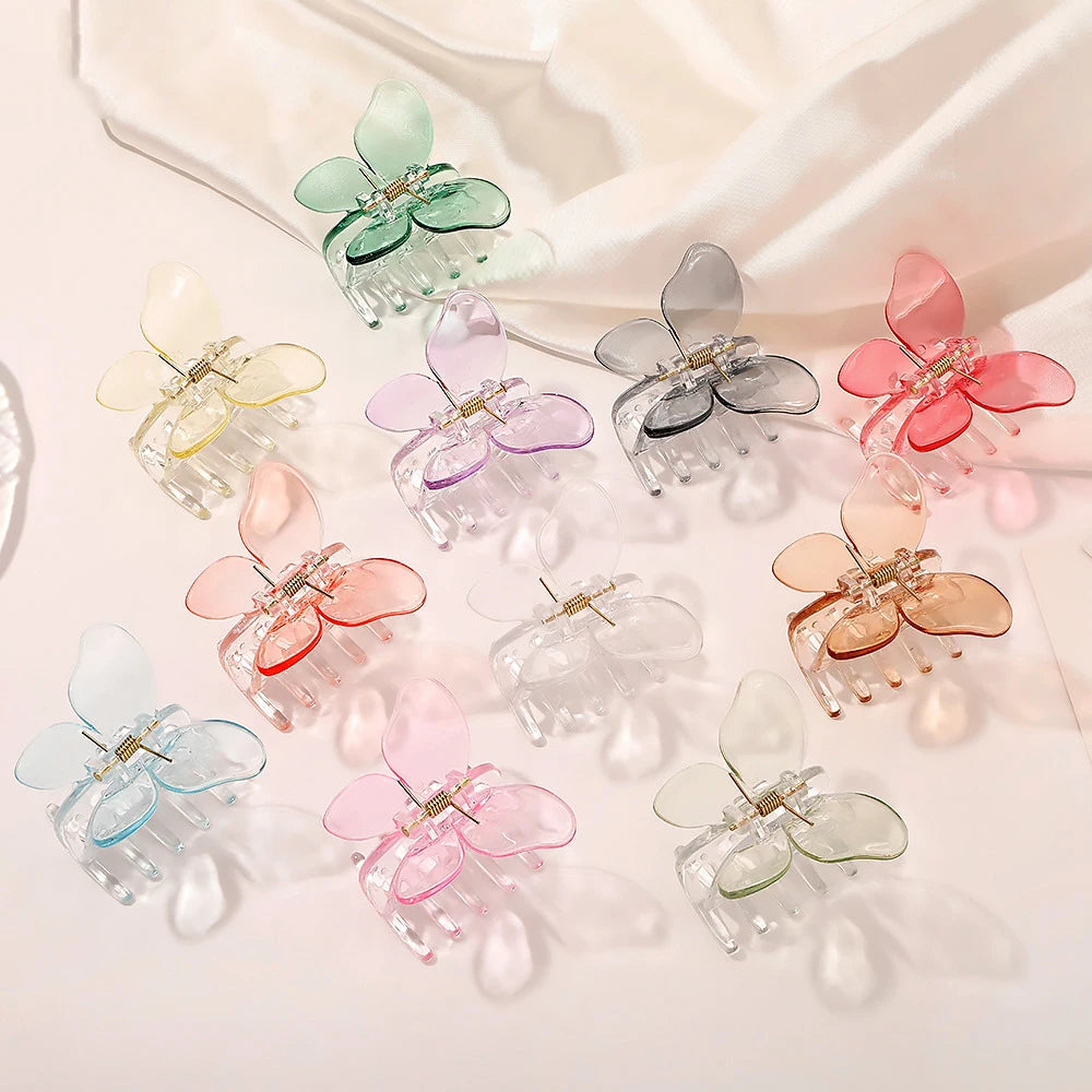 Korean Style Transparent 3D butterfly Hair Clip Claw Girl Sweet Outing Shark Hair Clip Female Candy Color Hair Claw Clips