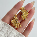 2024 Dazan 18k Gold Plated Winter Hypoallergenic Stainless Steel High Quality Rococo Sunflower Designer Earrings for Lady Women
