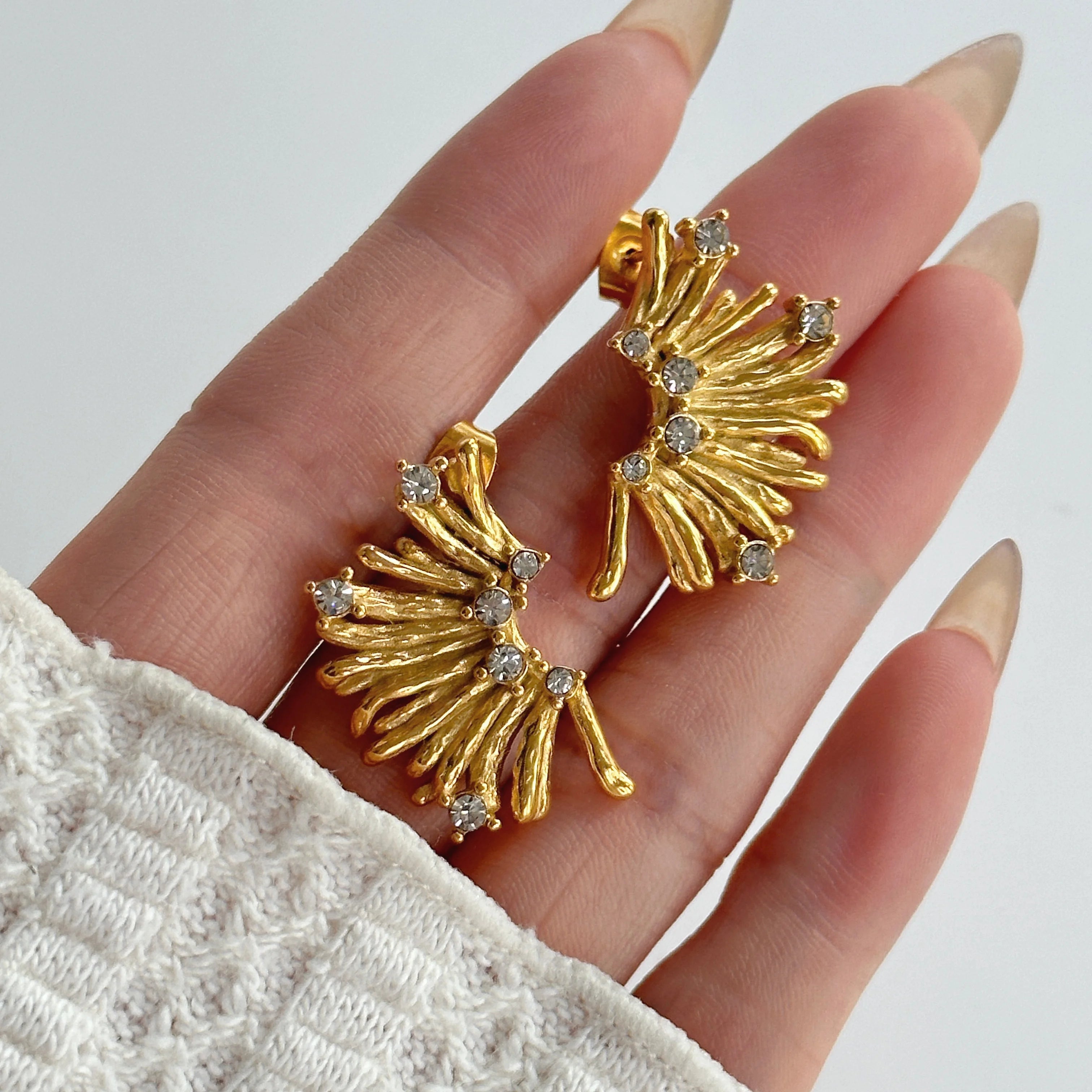 2024 Dazan 18k Gold Plated Winter Hypoallergenic Stainless Steel High Quality Rococo Sunflower Designer Earrings for Lady Women
