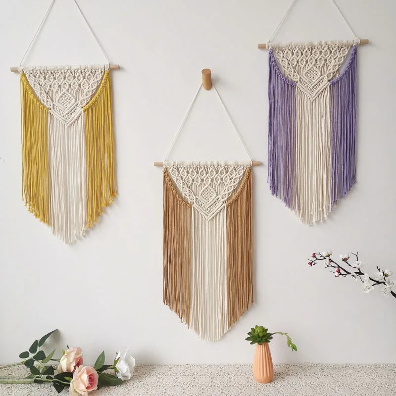 Handmade Macrame Wall Hanging Woven Tapestry - BOHO Chic Home Art Decor - Bohemian Apartment Living Room Bedroom Decorations