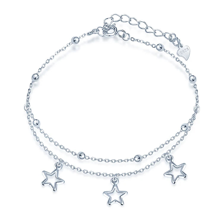 2020 Trending Fashion 925 Silver Foot Jewelry Anklet for Women Double Chain for Gifts