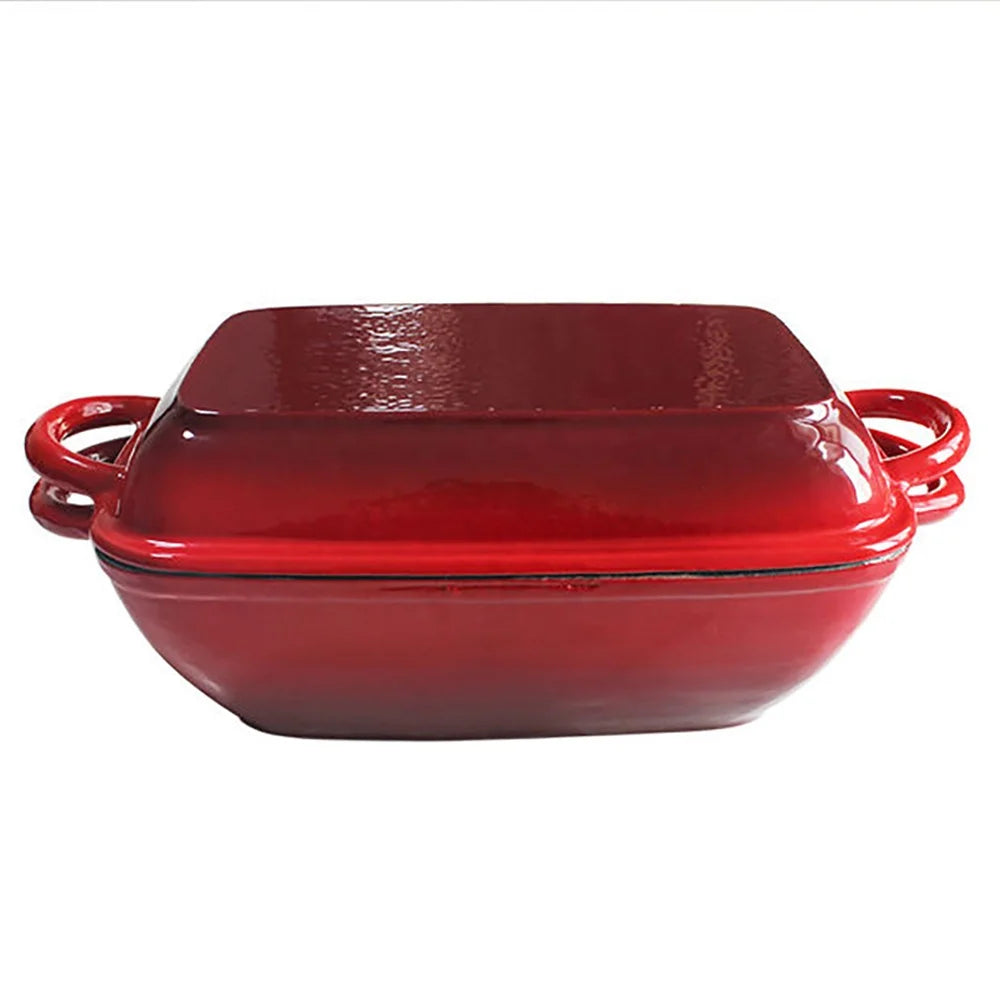 Manufacturer Wholesale Multi-Purpose Rectangular Cast Iron Non-Stick Coating Eco-Friendly Gas Induction Ready Cast Iron Handle