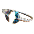 Fashion Brass Alloy Silver Mermaid Tail Charm Open Wide Cuff Bracelets Bangles Jewelry Bracelet