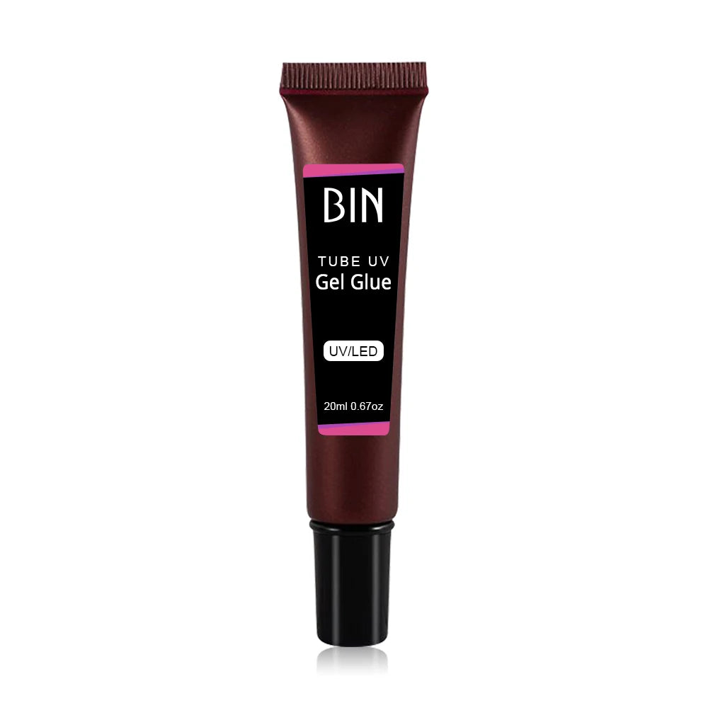BIN Solid Tube Nail clear UV Led Gel Glue Nail Gel Glue 20ML Tube Package Soft Tube Nail Tips Patch Glue