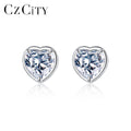 CZCITY Vintage Bridal Moissanite Heart Diamond Stud Earing Shape Luxury Woman Fine Jewelry Earrings