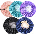 TDG Wholesale Designer Custom Logo Print Double Layer Sleeping Satin Hair Bonnet With Elastic Drawstring Ties for Women
