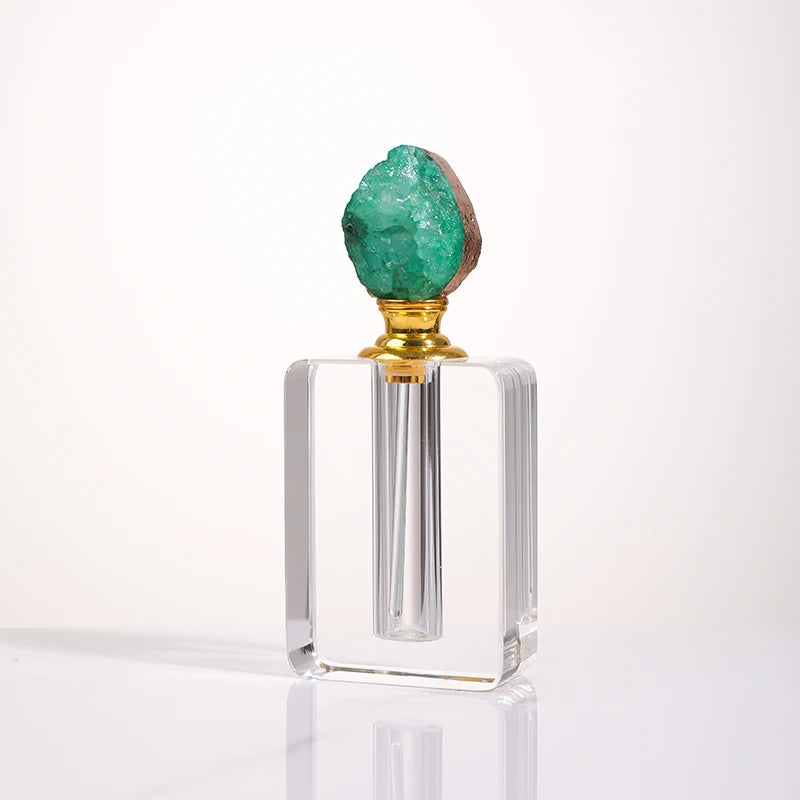 Natural Gemstone Perfume Bottles Custom Green Quartz Crystal Bottles Perfume Oil for Women Girls Aromatherapy Gifts