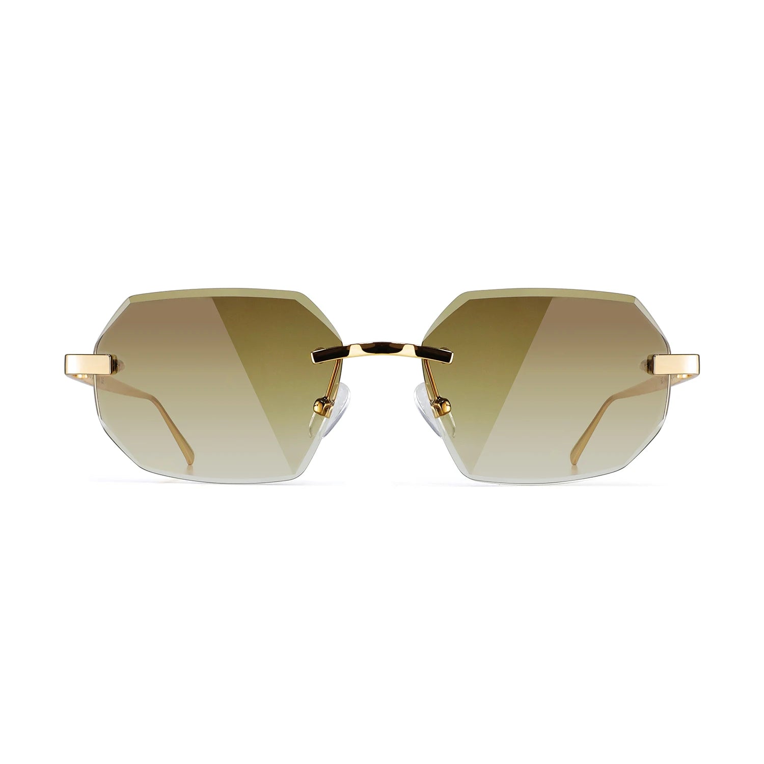 Benyi High-quality Vintage Frameless Sunglasses UV400 Nylon Lenses 14K Gold Metal Sunglasses Custom Logo Retro Rimless Style