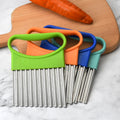 New Arrival Stainless Steel Manual French Fry Cutter Bright-Colored Crinkle Design Hanging Holes Vegetable Potato Chopping