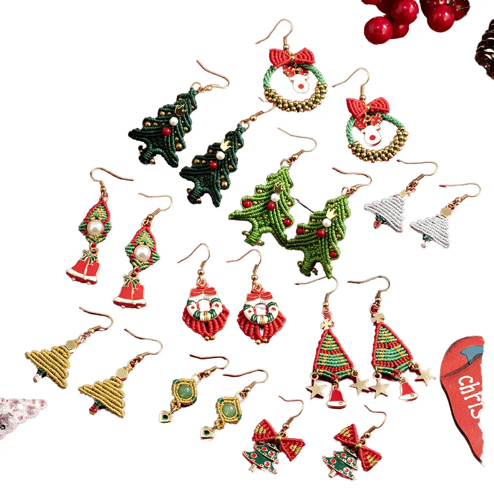 Latest Fine Handmade Festival Jewelry X-Mas Statement Christmas Tree Macrame Dangle for Weddings Parties Pendant Style Christmas