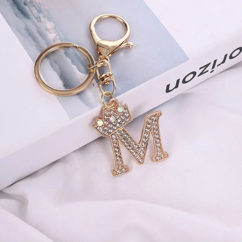 Letter Rhinestone Car Keyring Men's and Women's Backpacks Hanging Ornaments Metal Convertible Model Ornaments Keychains