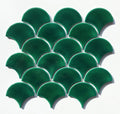 DS Modern Dark Green Thick Ice Crackle Fan Scale Indoor Wall Tile Backsplash Mosaic Ceramic Swimming Pool Tiles