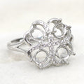 Sterling Silver 4*5mm Semi Mount Ring Empty Frame Blank Support Claw Setting S925 Base Holder Without Center Stone for DIY Inlay