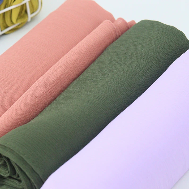 Crepe Chiffon Hijab Pleated Scarf Shawl for Muslim Women Ramadan Shawls