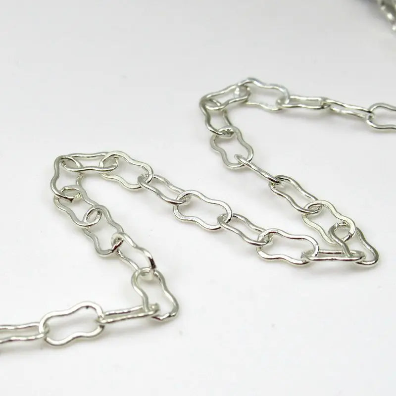 Wholesale 925 Silver Flat Peanut Chain and Gourd Shaped Chain High Quality DIY Necklace Accessory
