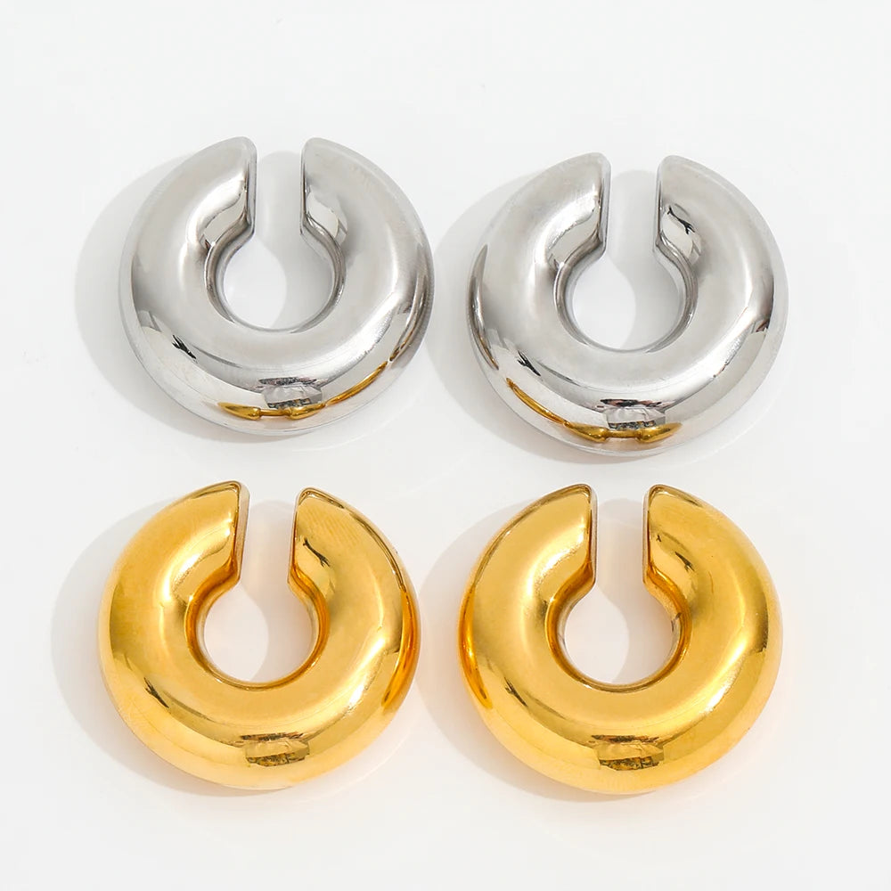 JOOLIM 18K PVD GOLD Plated Waterproof  Lightweight Hot Gold Silver Statement Chunky Hollow Stainless Steel  Cuff Earring