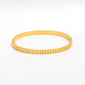 Fenny 18K PVD Gold Plated Tarnish Free Simple Versatile Checkered Opening Huggie Bangle Stainless Steel Bracelet for Women