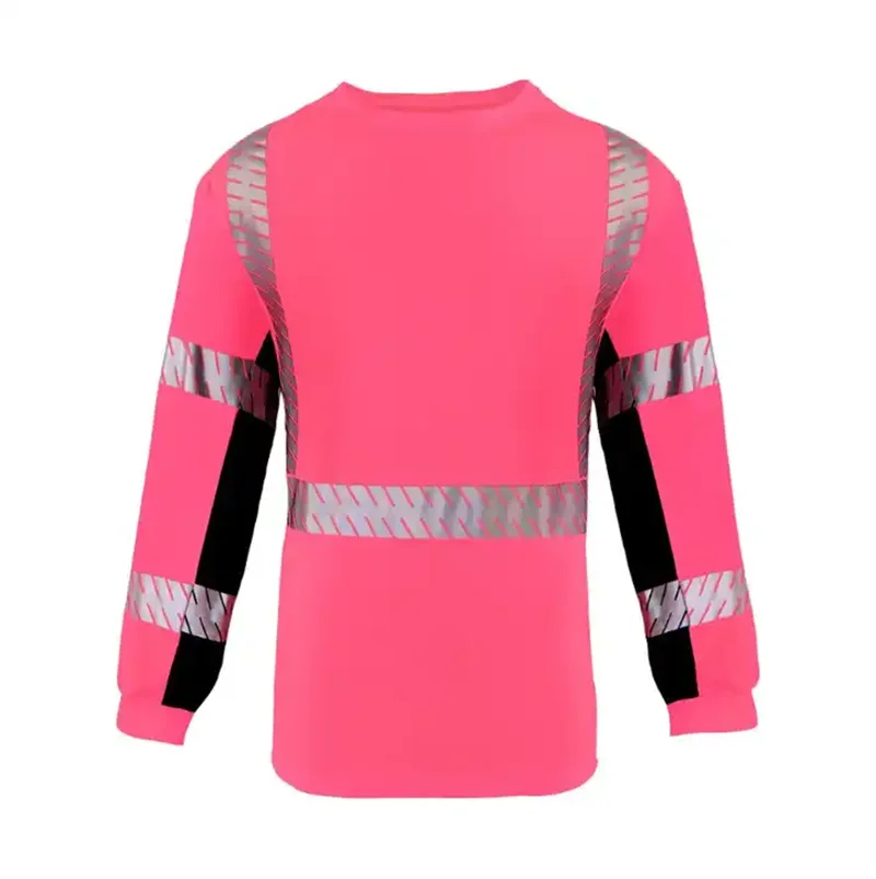 Customizable Hi Vis High Reflective Road Safety Construction Shirts Long Sleeve Silver Heat Transfer Reflective Safety Tops Logo