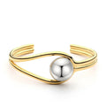 High-End Women's Stainless Steel Fashion Cuff Bracelets Open Metal Ball Gold Design with Elegant Open Bangle Style