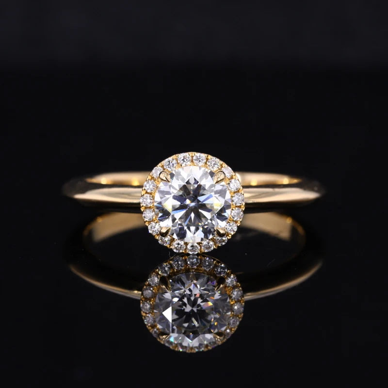 Starsgem Women 0.5ct 1ct Round Cut Halo Lab Diamond Moissanite Engagement Wedding Ring