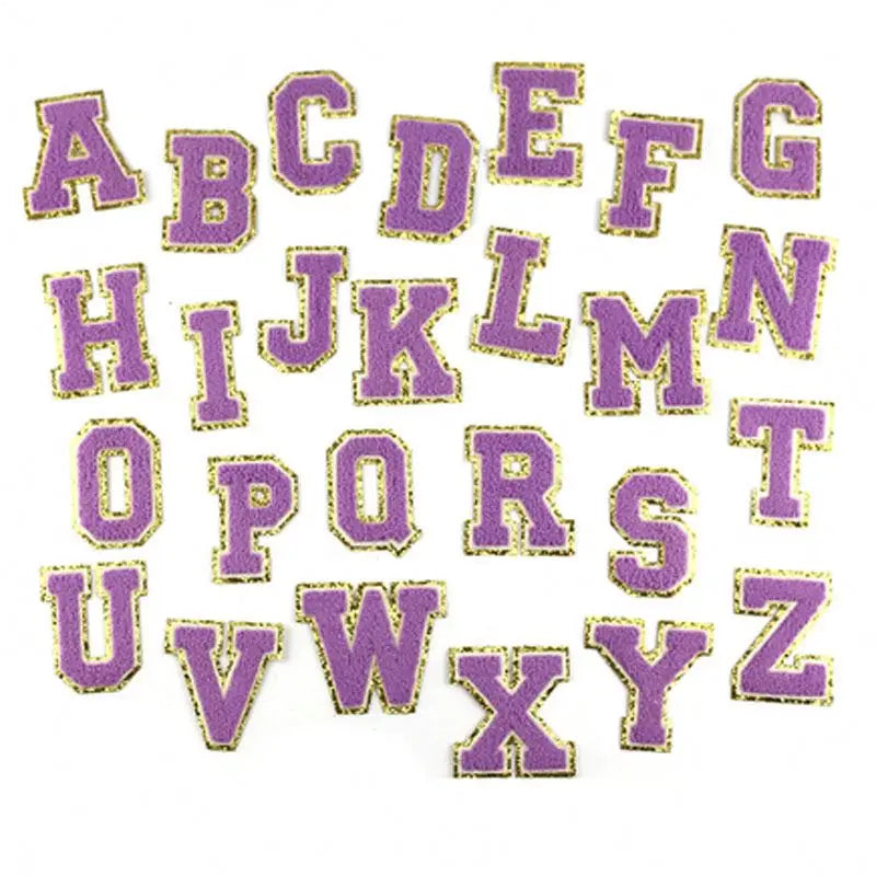 Stock Self Adhesive Multi Color 3M Backing Chenille Patches Set A-Z for Bags Backpacks Clothing Letters Patches