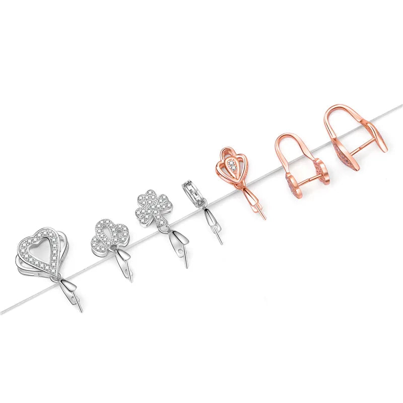 925 Sterling Silver DIY Accessories Pendant Buckle Jade Clip Buckle with Diamond Melon Seed Clasp Jewelry Findings & Components