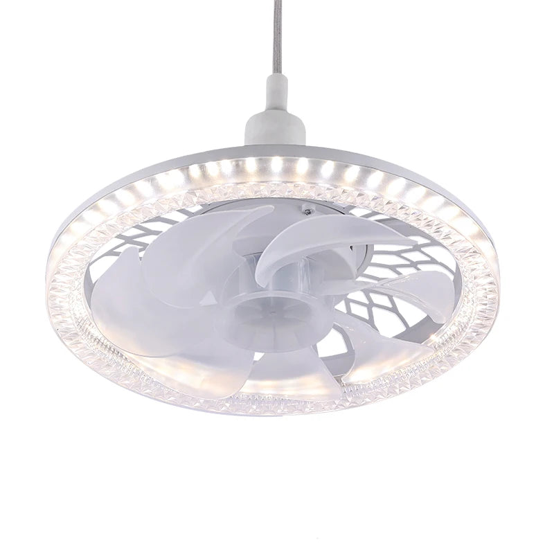 E004 New Minifan with Remote Control E27 Screw Fan Light LED White Light Dimming for Household Top Light 85-265V