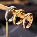 Factory Price High Polish Stainless Steel 4mm 6mm Wide PVD Gold Plating Simple Finger Rings for Men and Women