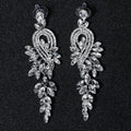Newest Bohemia Silver Color Crystal Alloy Long Luxury  Women Drop Earrings Wedding Bride Bridesmaids Dangle Earrings