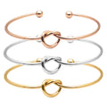 Wholesale Gold Silver Rose Plated Simple Charm Knot Women Ladies Open Arm Cuff Bangle Bracelet Jewelry