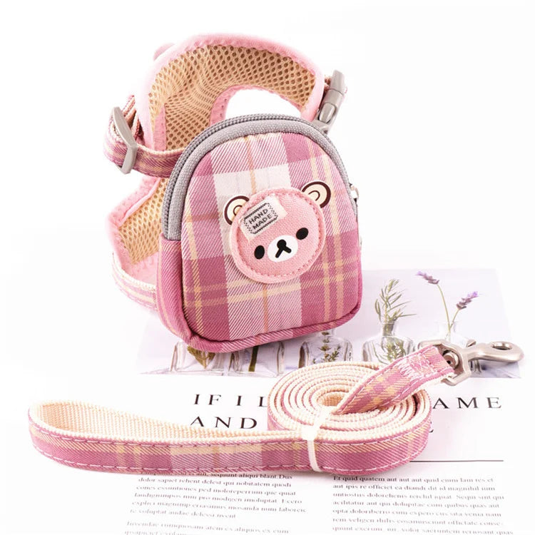 Fashion Pet Dog Self Carrier Backpack Adjustable Dog Traction Rope Vest Backpack for Outdoor Travel Hiking
