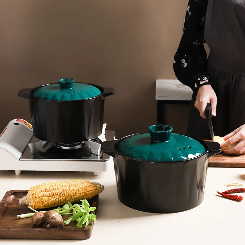 Color Glaze Casserole Light Luxury Simple High Temperature Resistant INS Open Fire Household Stew Pot Pan 7L 4.5L 3.5L