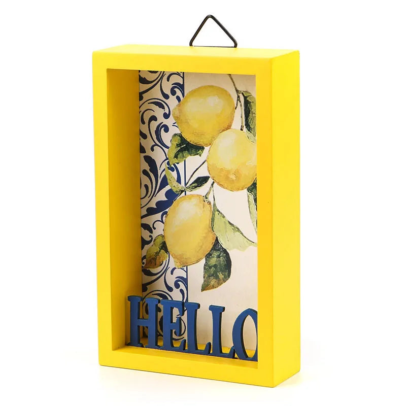 Sunflower Home Ornament Polished Pine Wooden Shadow Box Sign for DIY Wall Mounting Folk Art Style Wooden Photo Frame