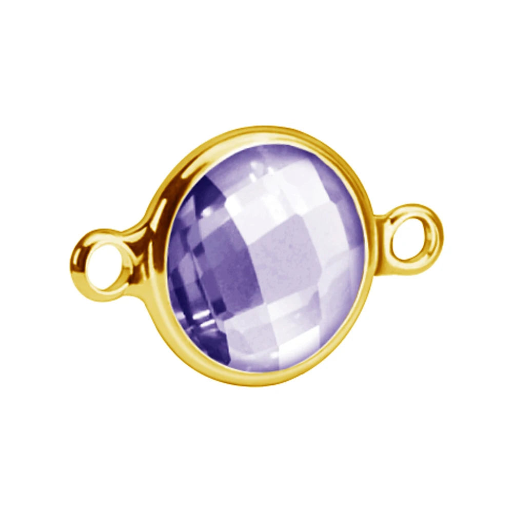 Gold Frame Round Gem Stone Connector Beads for Jewelry Making
