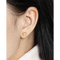 Unique Design Trendy Gold-Plated Rhodium 925 Silver Enamel Earrings for Women Geometric Texture Heart for Wedding Anniversary