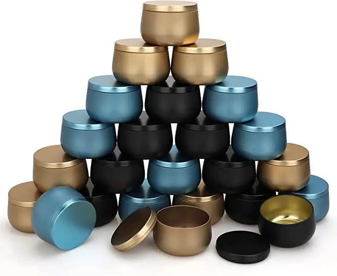 1Factory Custom Printed Wholesale 4oz round Metal Candle Tin Jar Empty Black Container with Lid Tinplate Material