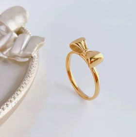 Stainless Steel Gold Plated Bowknot Rings Delicate Titanium Steel Bow Ring Gifts for Women