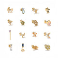 Wholesale New 18k Gold Plated Western Earrings Studs Color Screw Twist Exquisite Zircon Piercing Ear Stud Women Jewelry