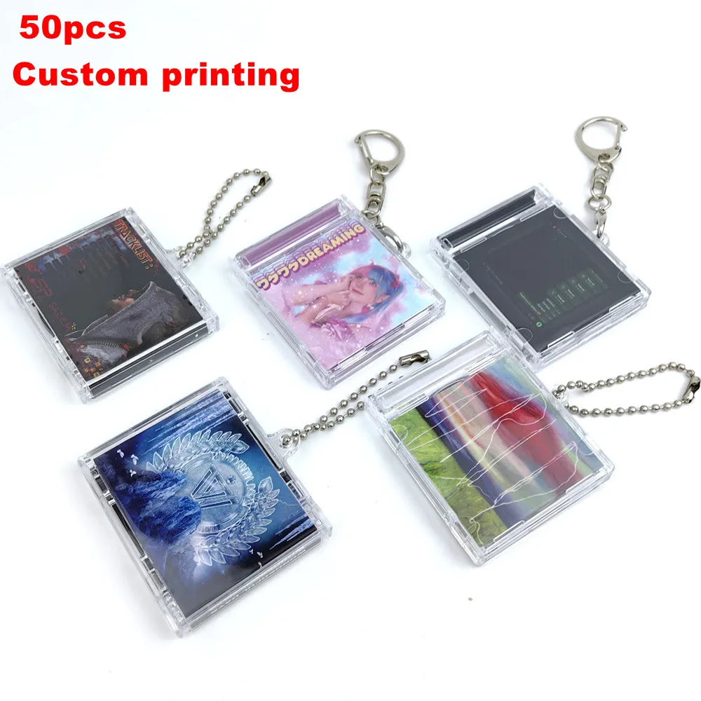 Custom  Personalized Gifts Music Disc Album Keyring Key Chain Jewel Box Mini Plastic Blank DIY NFC CD Case Keychain