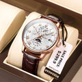 Poedagar Hot Sale Chronograph Fashion Casual Minimalist Quartz Watch Luxury Leather Luminous Waterproof Date for Men