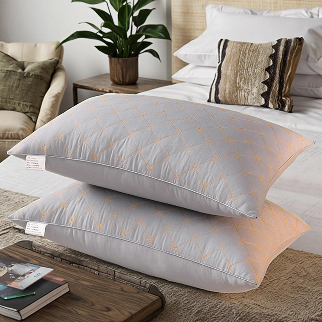 Luxurious 5-Star Hotel Quality Microfiber Bed Pillow Embroidered Hilton Letters 200TC High for Good Sleep Premium Neck Support