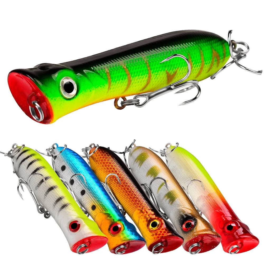 SNEDA Wholesale Hard Artificial Bait Fishing Top Water Lure 8cm 12g 10Colors Popper Fishing Lures With 2 Hooks