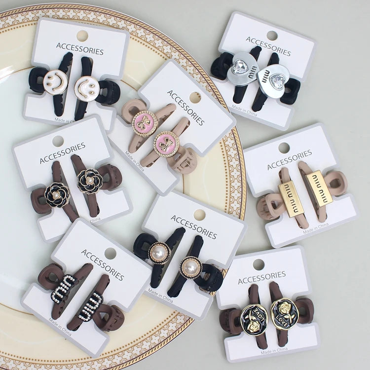 Premium 2-Piece Set of Small Women's Hair Claw Clips Fragrance Decorative Resin Grab Hair Accessories Rapid Sample