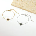Fine Jewelry Green Zircon Bracelet New Fashion 18K Gold Plating Women Stainless Steel Heart Shaped Bracelet